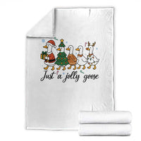 Funny Christmas Silly Goose Throw Blanket Just A Jolly Goose Xmas Poultry Animal Humor - Wonder Print Shop