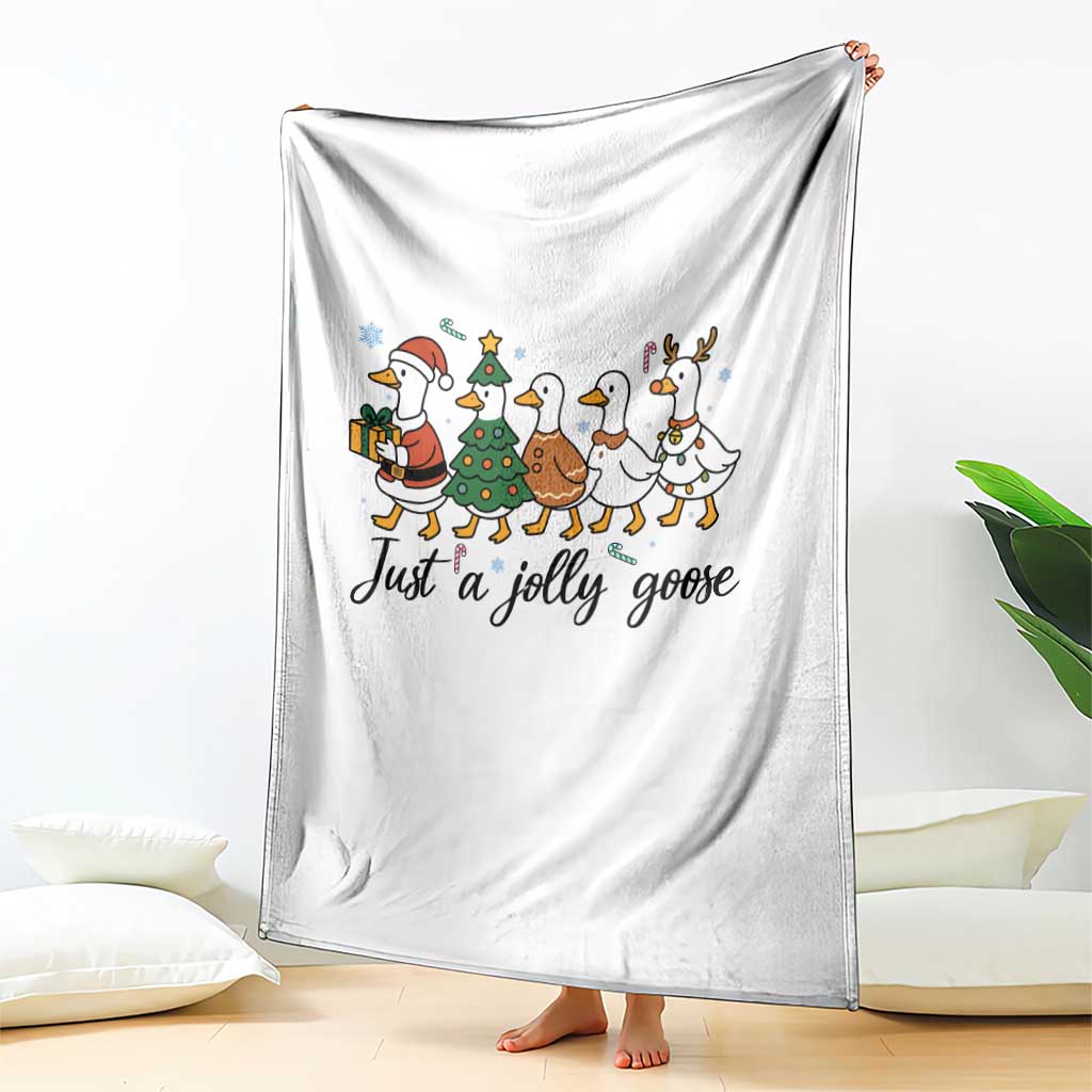 Funny Christmas Silly Goose Throw Blanket Just A Jolly Goose Xmas Poultry Animal Humor - Wonder Print Shop