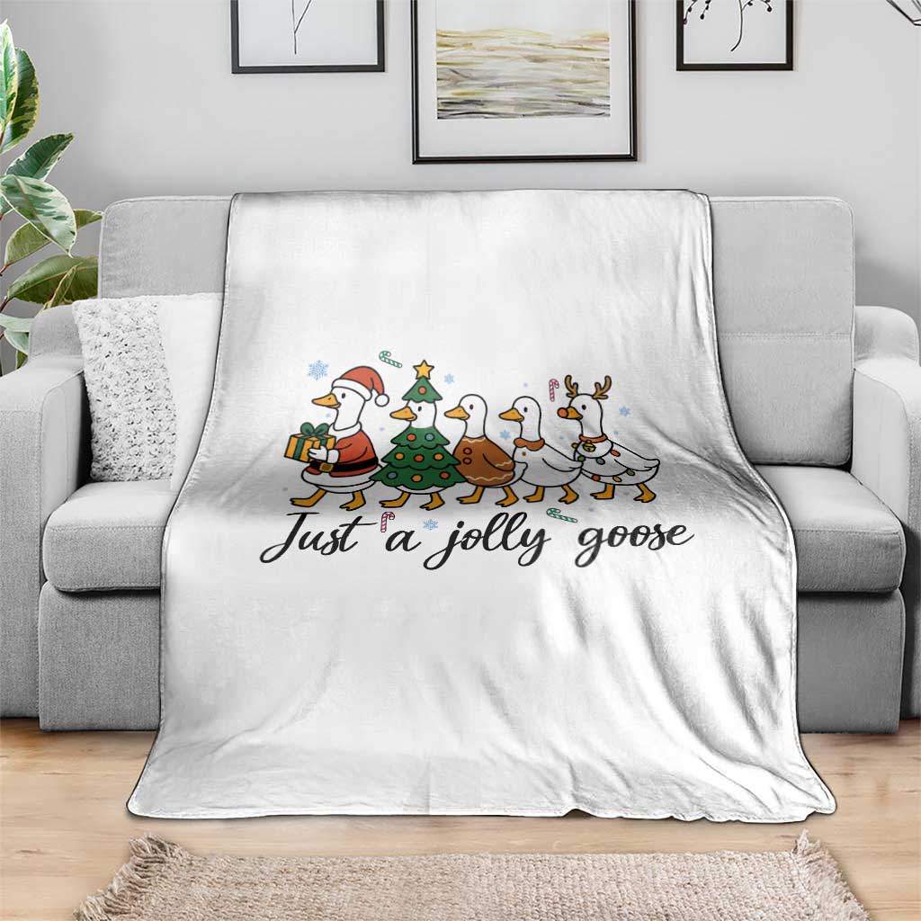 Funny Christmas Silly Goose Throw Blanket Just A Jolly Goose Xmas Poultry Animal Humor - Wonder Print Shop