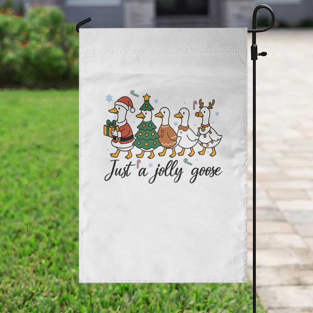 Funny Christmas Silly Goose Garden Flag Just A Jolly Goose Xmas Poultry Animal Humor - Wonder Print Shop