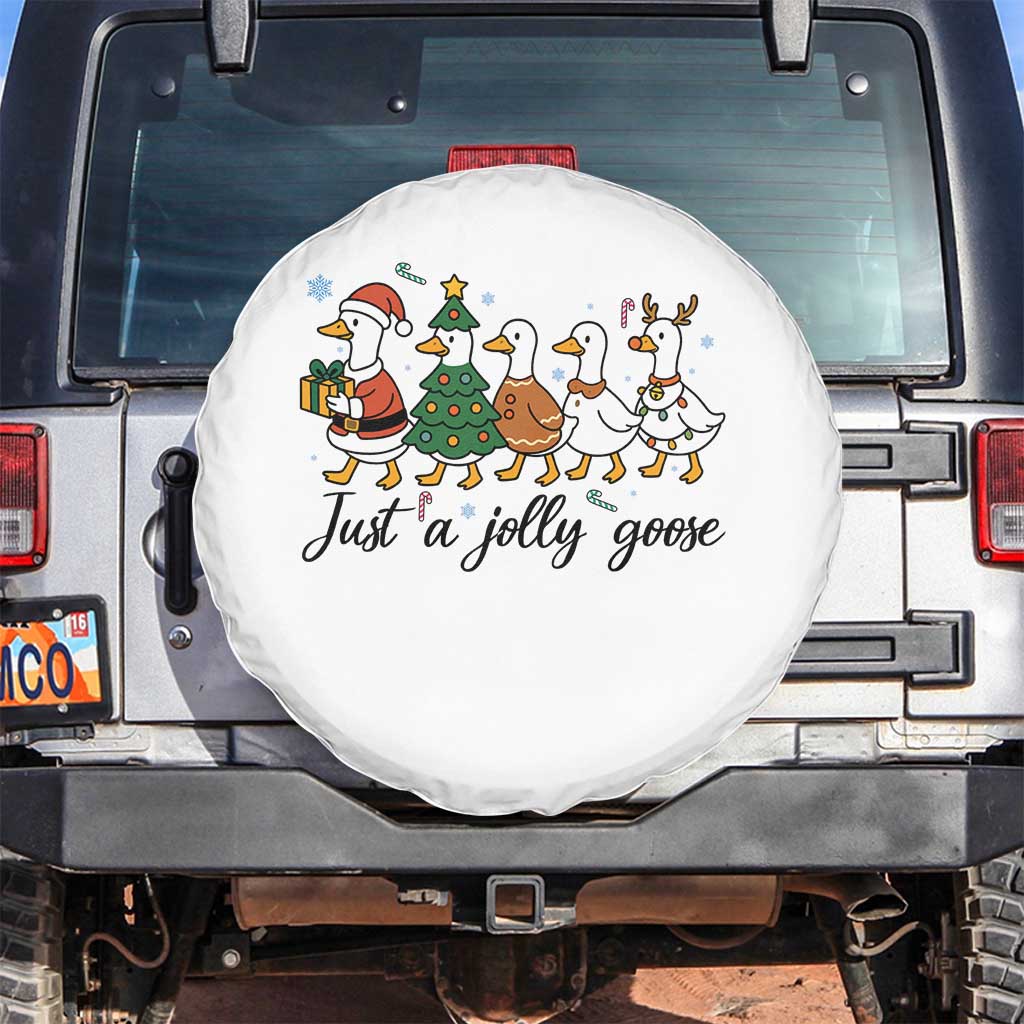 Funny Christmas Silly Goose Spare Tire Cover Just A Jolly Goose Xmas Poultry Animal Humor - Wonder Print Shop