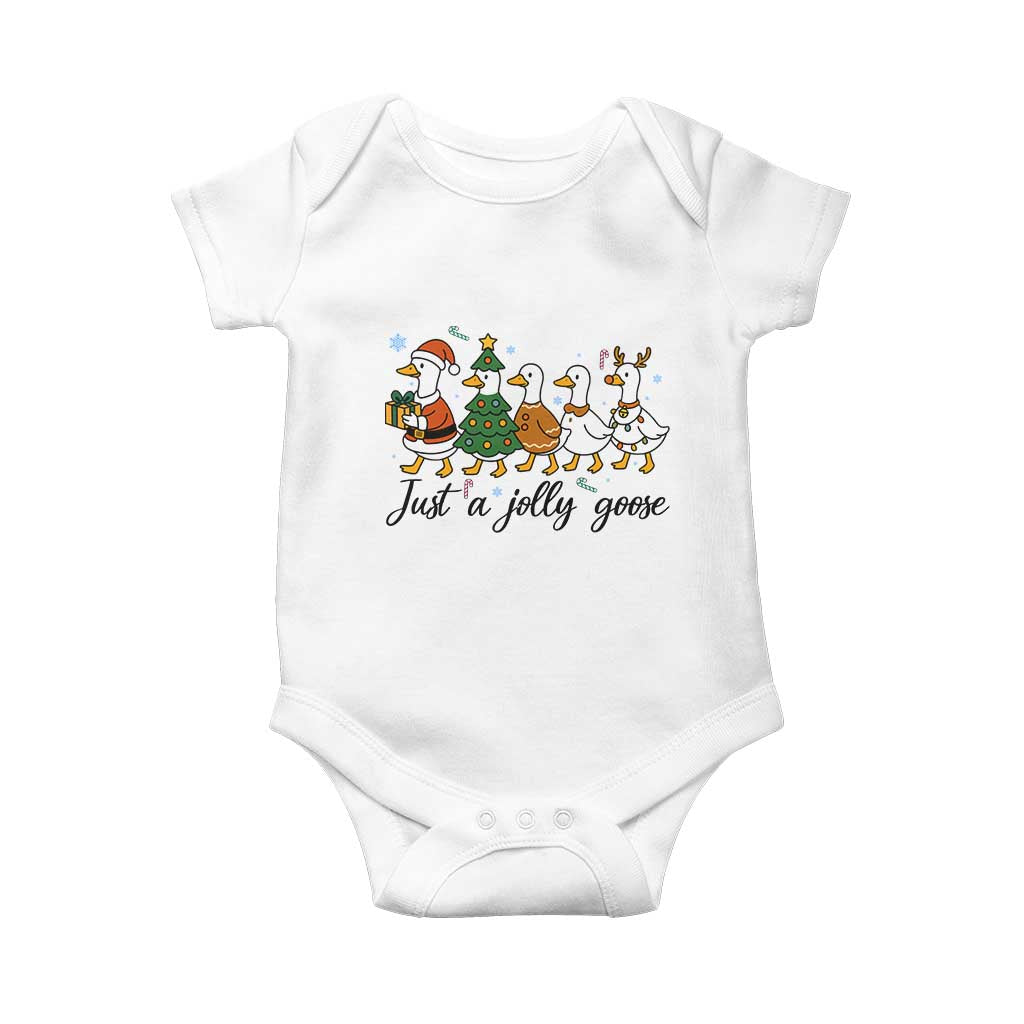 Funny Christmas Silly Goose Baby Onesie Just A Jolly Goose Xmas Poultry Animal Humor - Wonder Print Shop