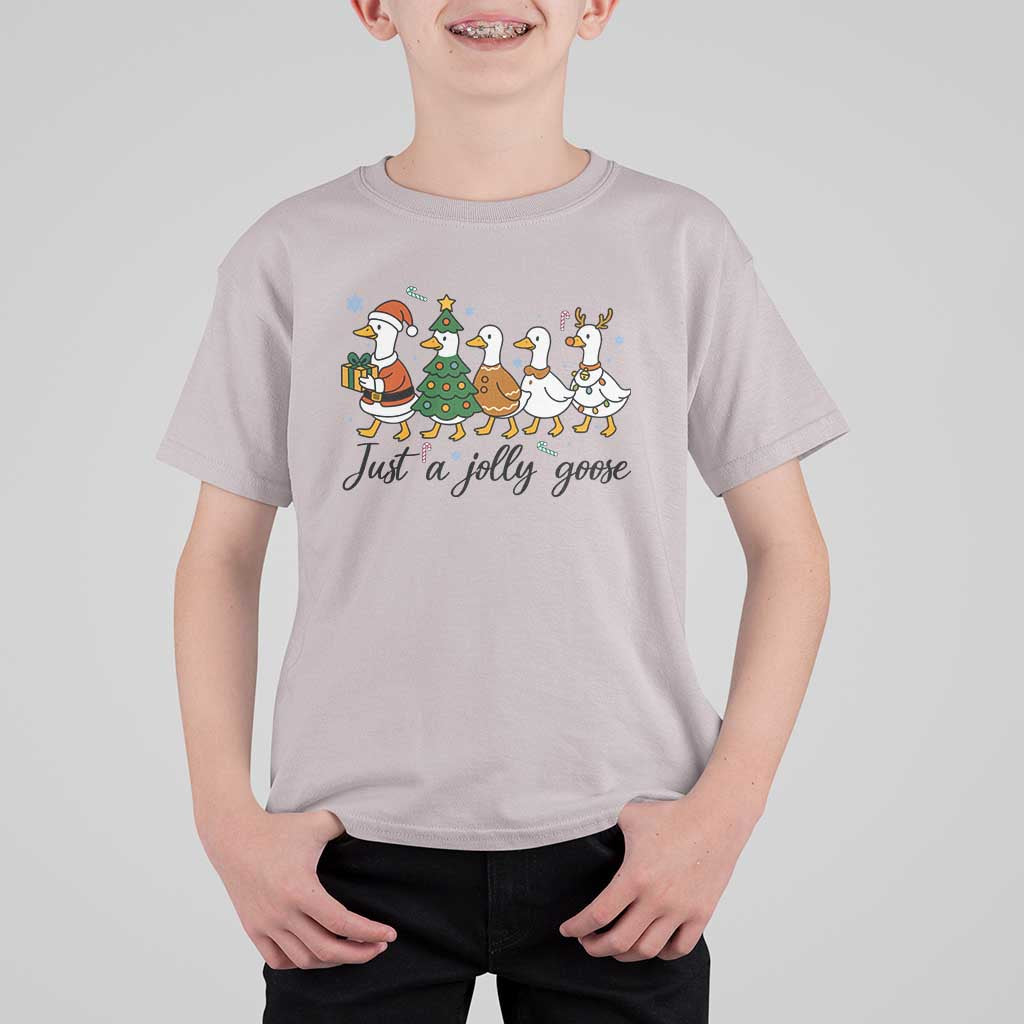 Funny Christmas Silly Goose T Shirt For Kid Just A Jolly Goose Xmas Poultry Animal Humor - Wonder Print Shop