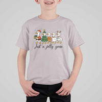 Funny Christmas Silly Goose T Shirt For Kid Just A Jolly Goose Xmas Poultry Animal Humor - Wonder Print Shop