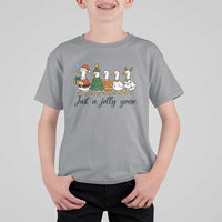 Funny Christmas Silly Goose T Shirt For Kid Just A Jolly Goose Xmas Poultry Animal Humor - Wonder Print Shop