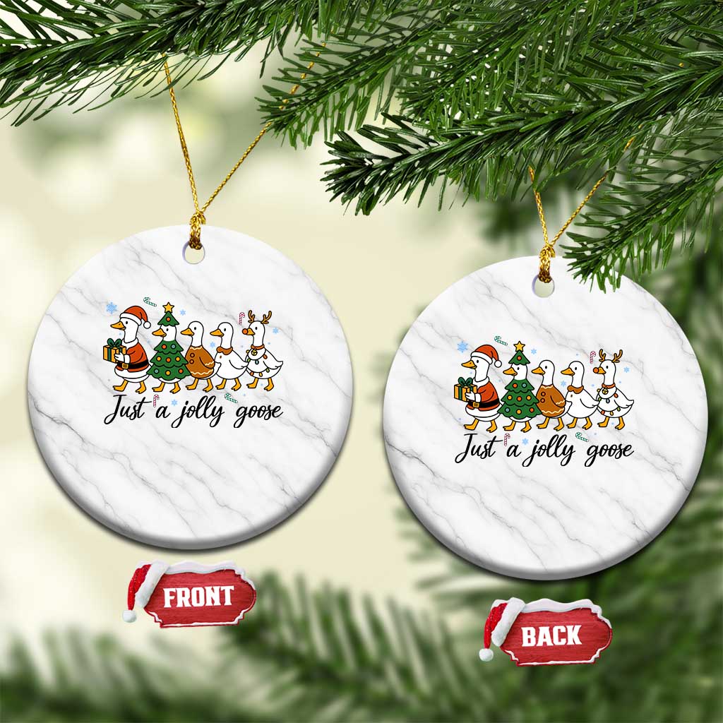 Funny Christmas Silly Goose Ceramic Ornament Just A Jolly Goose Xmas Poultry Animal Humor - Wonder Print Shop