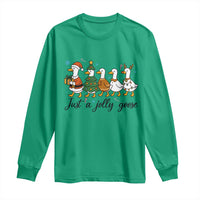 Funny Christmas Silly Goose Long Sleeve Shirt Just A Jolly Goose Xmas Poultry Animal Humor - Wonder Print Shop