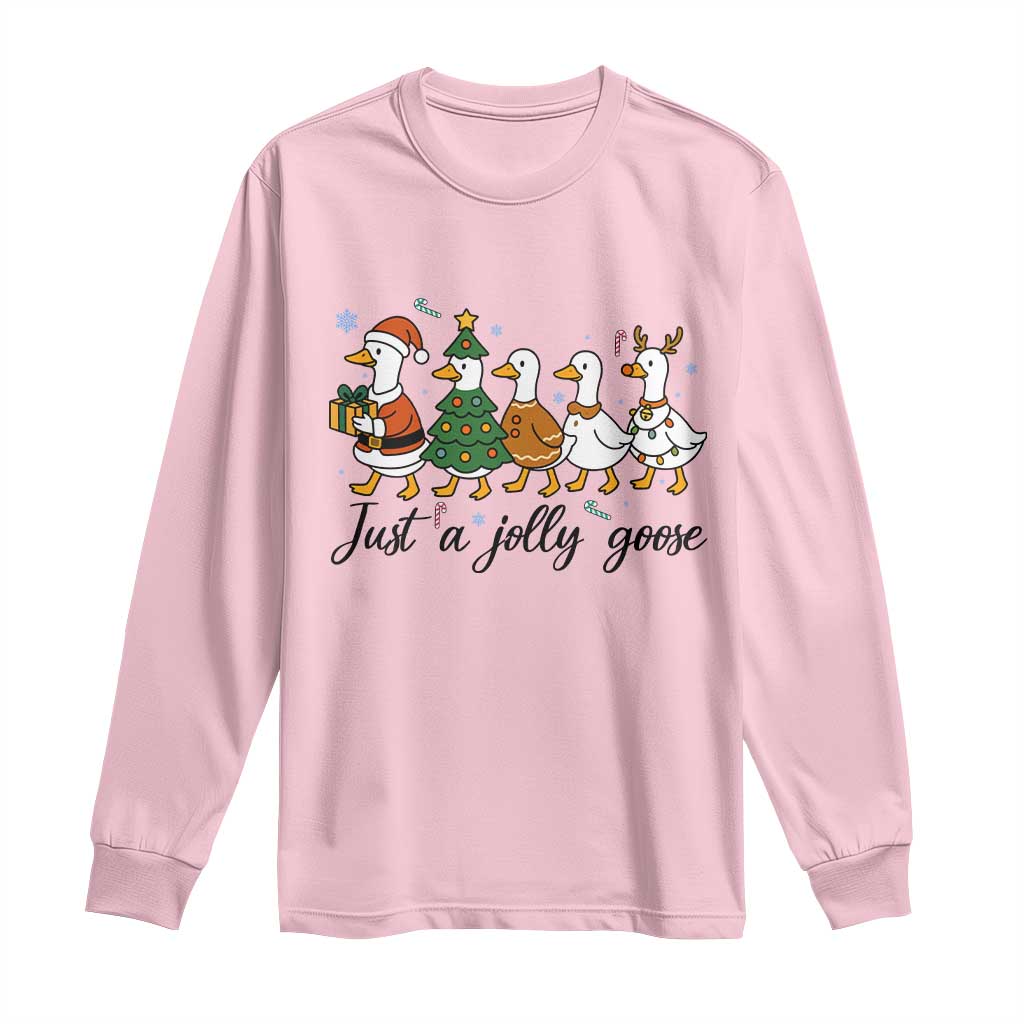 Funny Christmas Silly Goose Long Sleeve Shirt Just A Jolly Goose Xmas Poultry Animal Humor - Wonder Print Shop