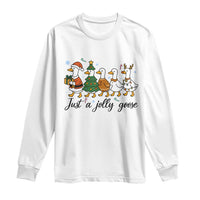 Funny Christmas Silly Goose Long Sleeve Shirt Just A Jolly Goose Xmas Poultry Animal Humor - Wonder Print Shop