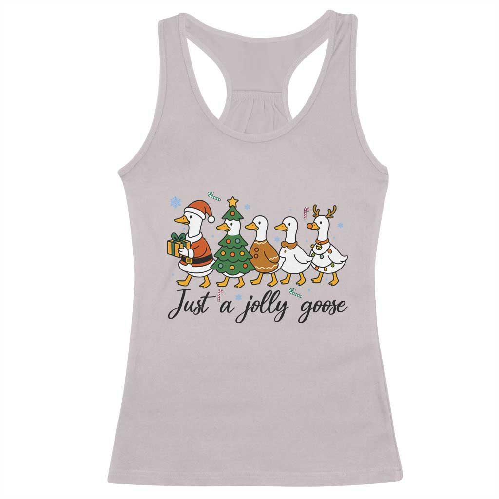 Funny Christmas Silly Goose Racerback Tank Top Just A Jolly Goose Xmas Poultry Animal Humor - Wonder Print Shop