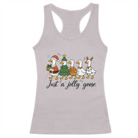 Funny Christmas Silly Goose Racerback Tank Top Just A Jolly Goose Xmas Poultry Animal Humor - Wonder Print Shop