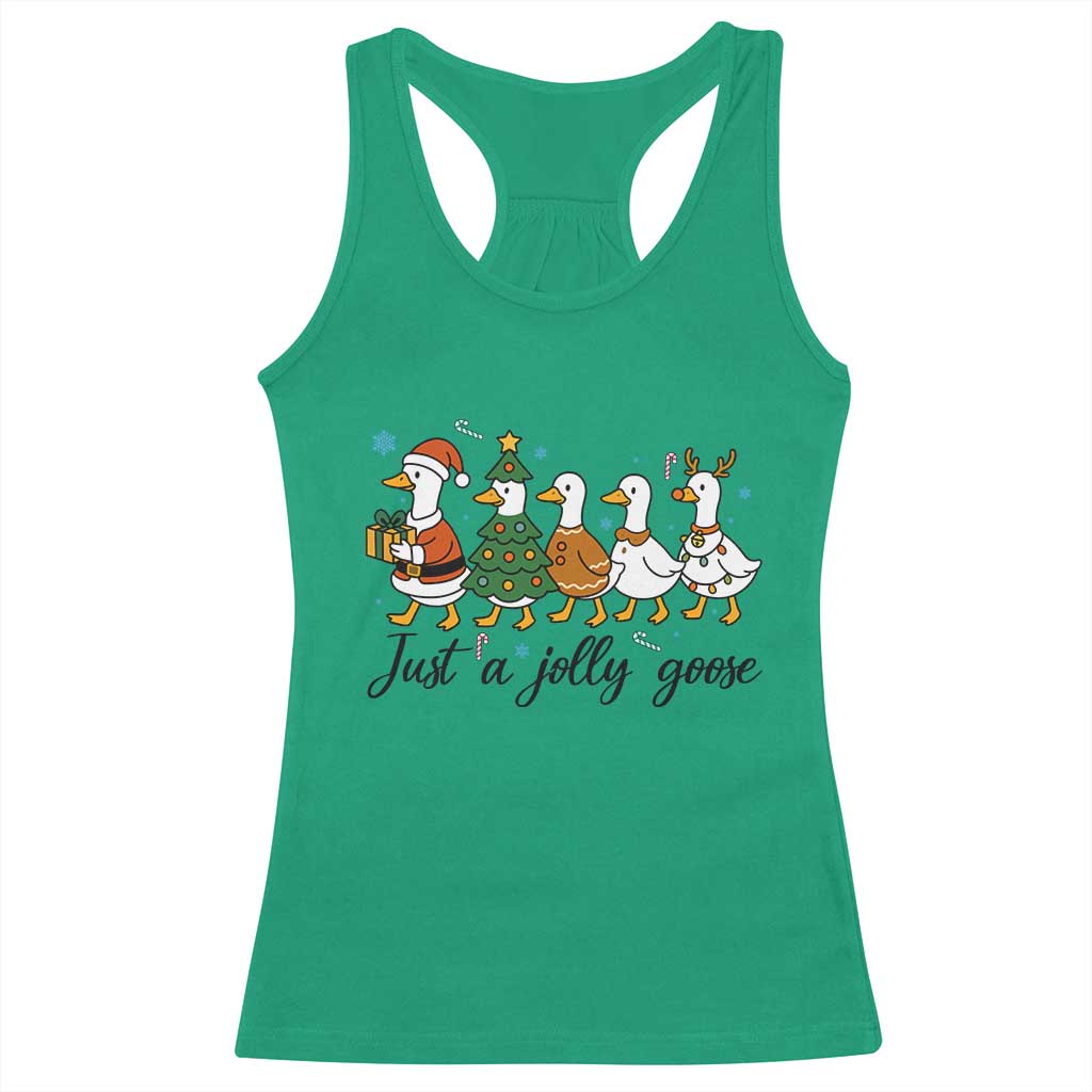 Funny Christmas Silly Goose Racerback Tank Top Just A Jolly Goose Xmas Poultry Animal Humor - Wonder Print Shop