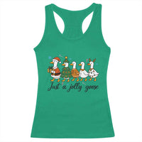 Funny Christmas Silly Goose Racerback Tank Top Just A Jolly Goose Xmas Poultry Animal Humor - Wonder Print Shop