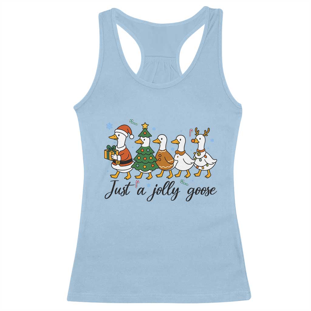 Funny Christmas Silly Goose Racerback Tank Top Just A Jolly Goose Xmas Poultry Animal Humor - Wonder Print Shop
