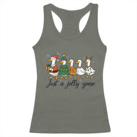 Funny Christmas Silly Goose Racerback Tank Top Just A Jolly Goose Xmas Poultry Animal Humor - Wonder Print Shop