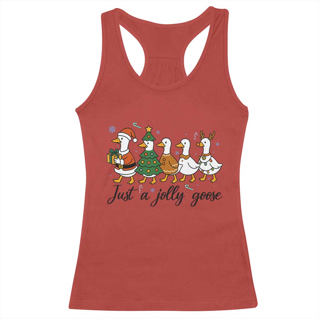 Funny Christmas Silly Goose Racerback Tank Top Just A Jolly Goose Xmas Poultry Animal Humor - Wonder Print Shop