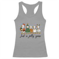 Funny Christmas Silly Goose Racerback Tank Top Just A Jolly Goose Xmas Poultry Animal Humor - Wonder Print Shop