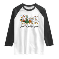Funny Christmas Silly Goose Raglan Shirt Just A Jolly Goose Xmas Poultry Animal Humor - Wonder Print Shop