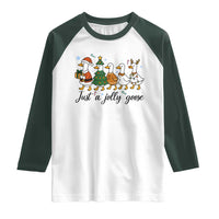 Funny Christmas Silly Goose Raglan Shirt Just A Jolly Goose Xmas Poultry Animal Humor - Wonder Print Shop