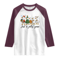 Funny Christmas Silly Goose Raglan Shirt Just A Jolly Goose Xmas Poultry Animal Humor - Wonder Print Shop