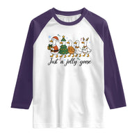 Funny Christmas Silly Goose Raglan Shirt Just A Jolly Goose Xmas Poultry Animal Humor - Wonder Print Shop