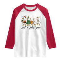 Funny Christmas Silly Goose Raglan Shirt Just A Jolly Goose Xmas Poultry Animal Humor - Wonder Print Shop