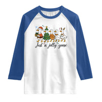 Funny Christmas Silly Goose Raglan Shirt Just A Jolly Goose Xmas Poultry Animal Humor - Wonder Print Shop