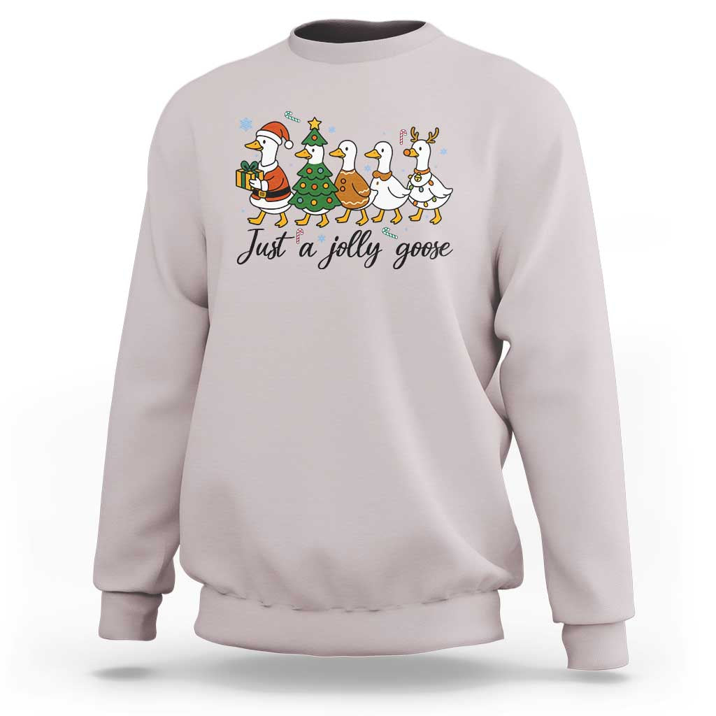 Funny Christmas Silly Goose Sweatshirt Just A Jolly Goose Xmas Poultry Animal Humor - Wonder Print Shop