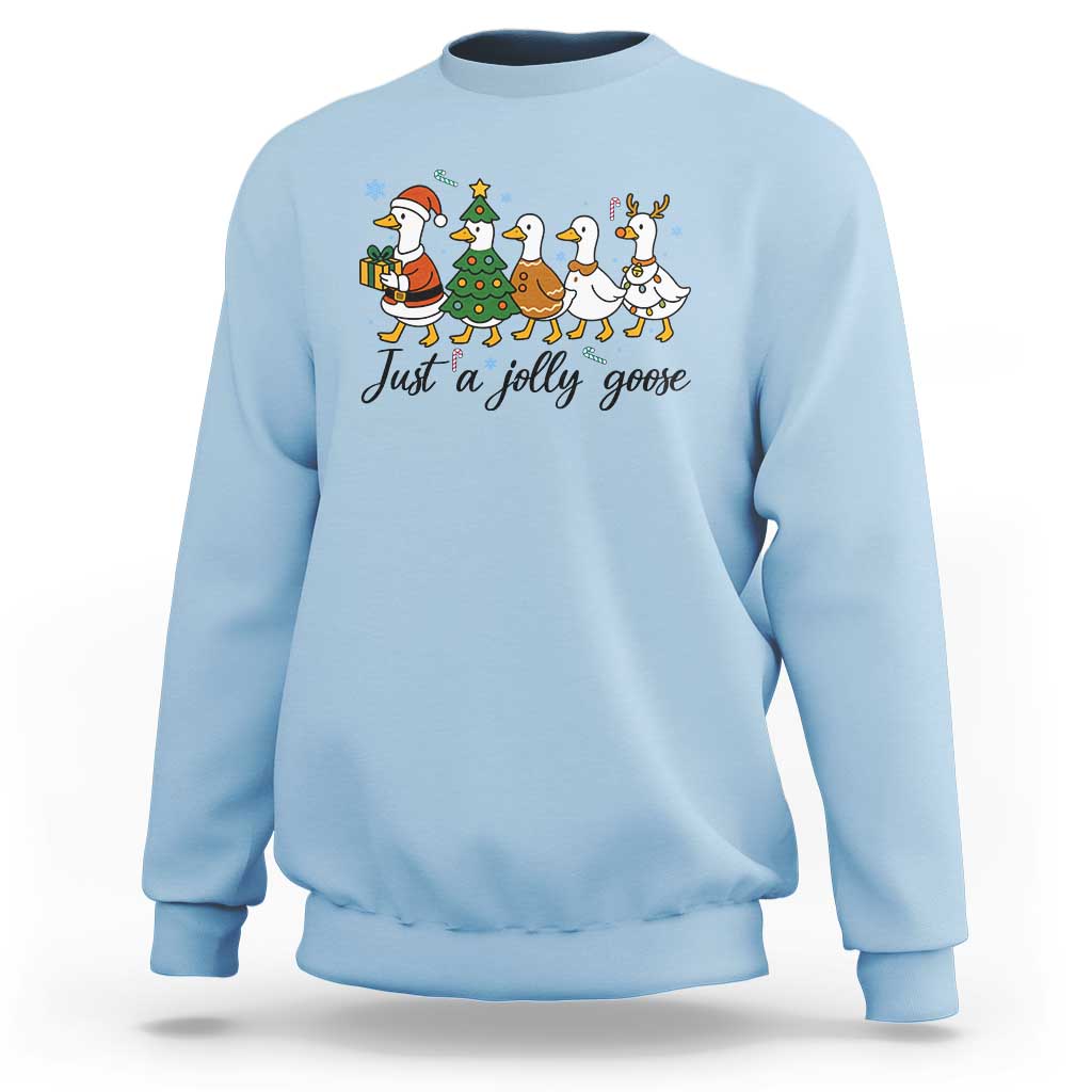 Funny Christmas Silly Goose Sweatshirt Just A Jolly Goose Xmas Poultry Animal Humor - Wonder Print Shop