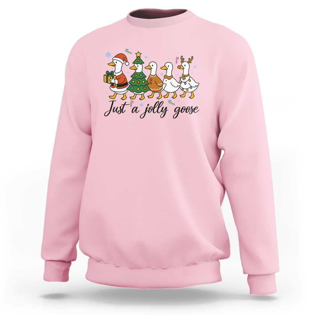 Funny Christmas Silly Goose Sweatshirt Just A Jolly Goose Xmas Poultry Animal Humor - Wonder Print Shop