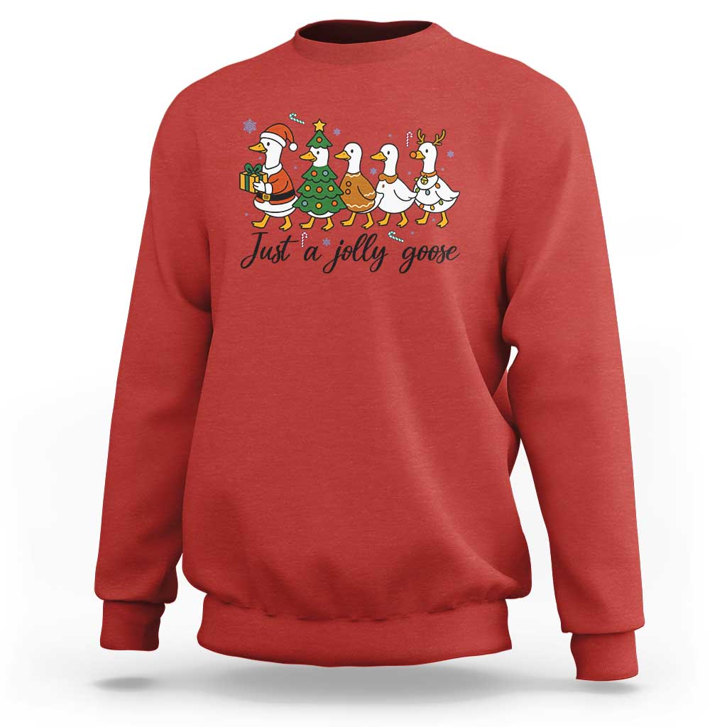 Funny Christmas Silly Goose Sweatshirt Just A Jolly Goose Xmas Poultry Animal Humor - Wonder Print Shop