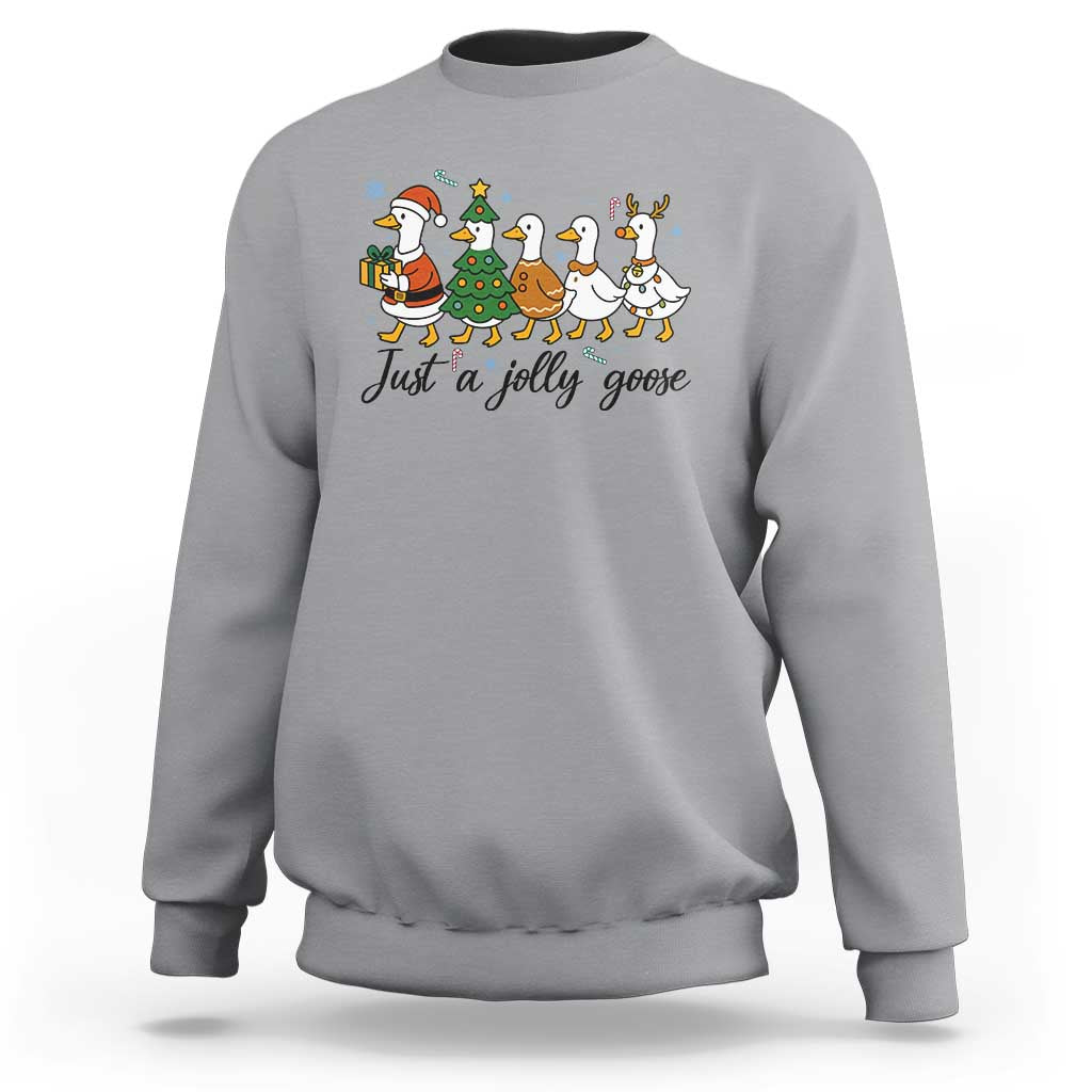 Funny Christmas Silly Goose Sweatshirt Just A Jolly Goose Xmas Poultry Animal Humor - Wonder Print Shop
