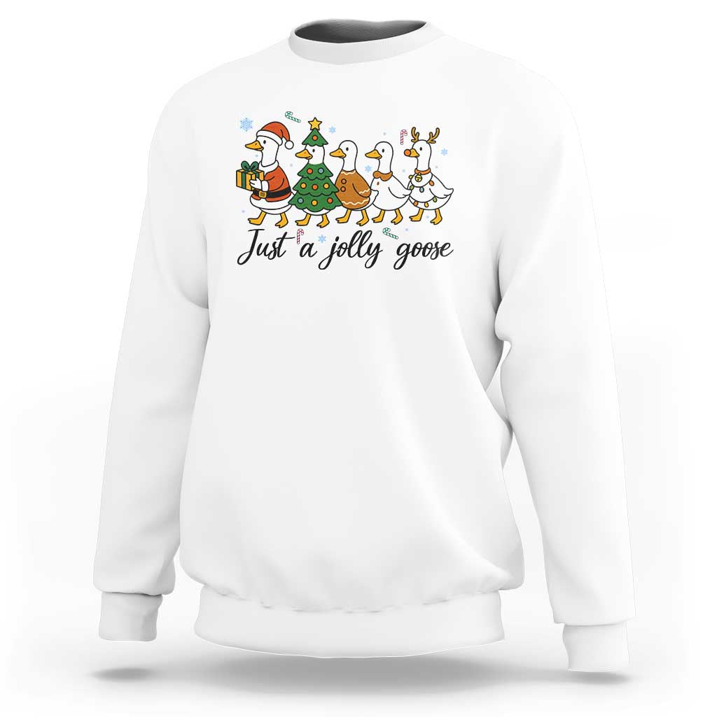 Funny Christmas Silly Goose Sweatshirt Just A Jolly Goose Xmas Poultry Animal Humor - Wonder Print Shop