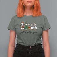 Funny Christmas Silly Goose T Shirt For Women Just A Jolly Goose Xmas Poultry Animal Humor - Wonder Print Shop