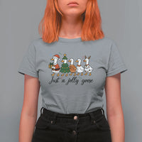 Funny Christmas Silly Goose T Shirt For Women Just A Jolly Goose Xmas Poultry Animal Humor - Wonder Print Shop