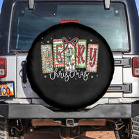 Merry Christmas Coquette Xmas Faux Glitter Gingham Tartan Doodle Spare Tire Cover - Wonder Print Shop