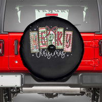Merry Christmas Coquette Xmas Faux Glitter Gingham Tartan Doodle Spare Tire Cover - Wonder Print Shop