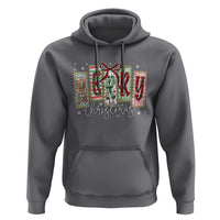 Merry Christmas Coquette Xmas Faux Glitter Gingham Tartan Doodle Hoodie - Wonder Print Shop