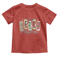 Merry Christmas Coquette Xmas Faux Glitter Gingham Tartan Doodle Toddler T Shirt - Wonder Print Shop