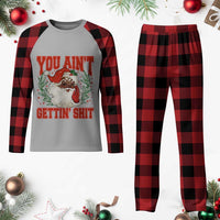 Funny African American Black Santa Christmas Plaid Pajama Set You Aint Getting Shit Inappropriate Xmas - Wonder Print Shop
