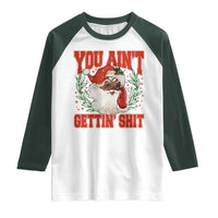 Funny African American Black Santa Christmas Raglan Shirt You Aint Getting Shit Inappropriate Xmas - Wonder Print Shop