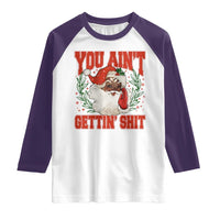 Funny African American Black Santa Christmas Raglan Shirt You Aint Getting Shit Inappropriate Xmas - Wonder Print Shop