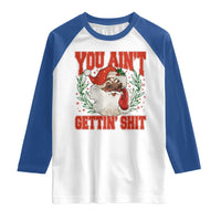 Funny African American Black Santa Christmas Raglan Shirt You Aint Getting Shit Inappropriate Xmas - Wonder Print Shop
