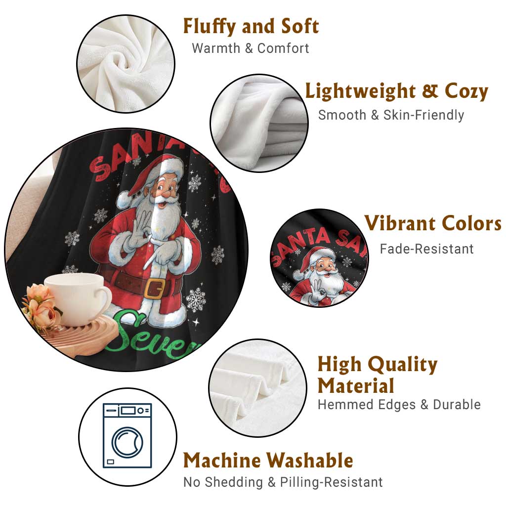 Funny Santa Says Six Seven Throw Blanket Christmas 67 Meme Santa Gen Alpha Slang - Wonder Print Shop