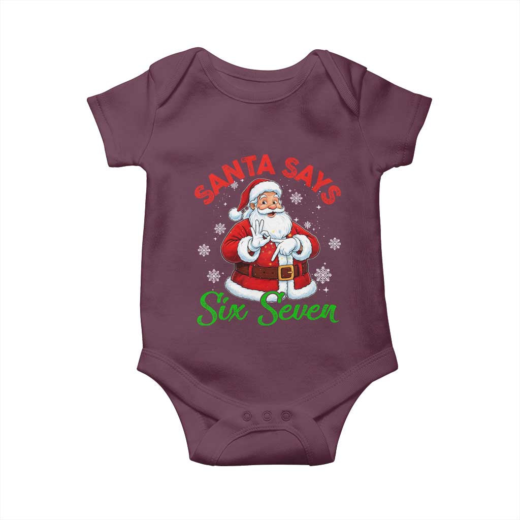 Funny Santa Says Six Seven Baby Onesie Christmas 67 Meme Santa Gen Alpha Slang - Wonder Print Shop