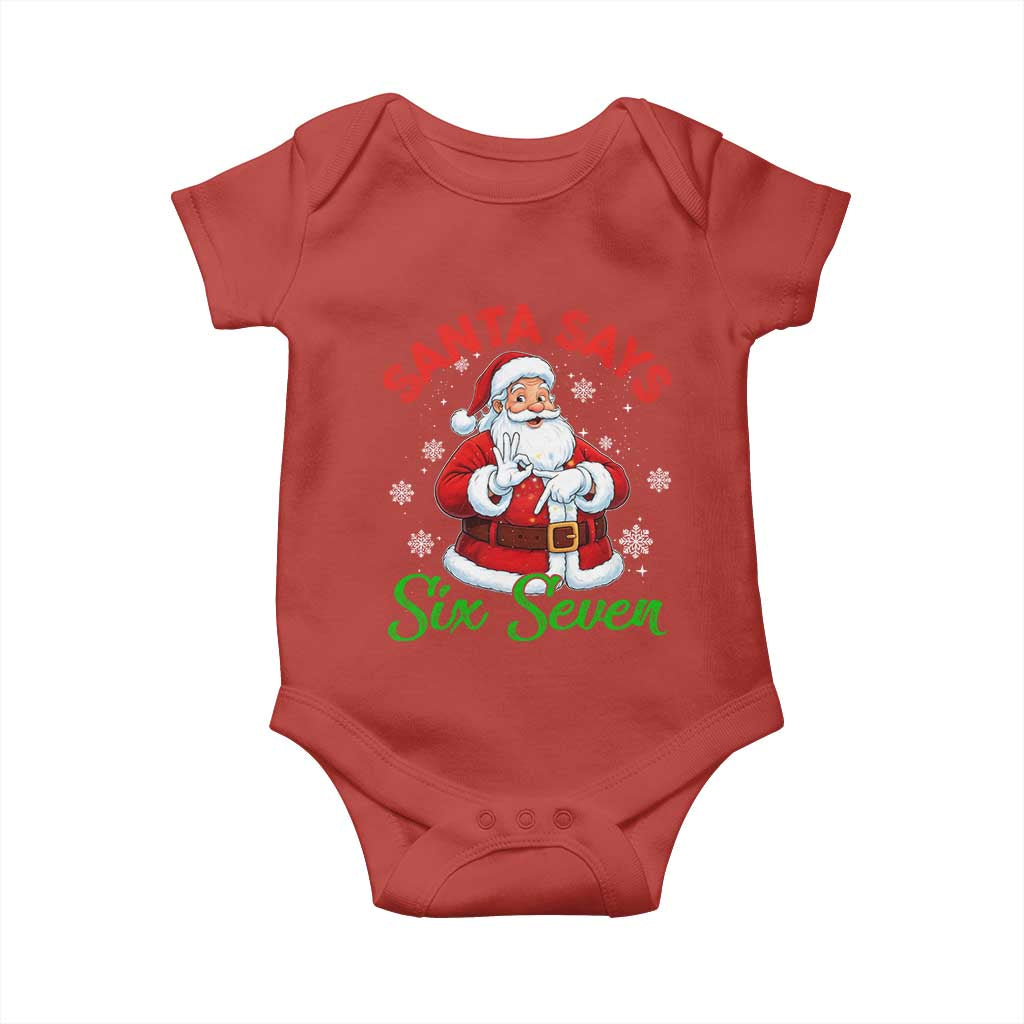 Funny Santa Says Six Seven Baby Onesie Christmas 67 Meme Santa Gen Alpha Slang - Wonder Print Shop