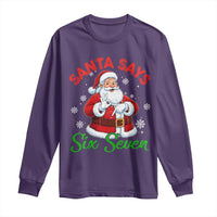 Funny Santa Says Six Seven Long Sleeve Shirt Christmas 67 Meme Santa Gen Alpha Slang - Wonder Print Shop