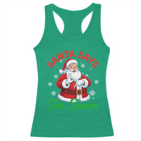 Funny Santa Says Six Seven Racerback Tank Top Christmas 67 Meme Santa Gen Alpha Slang - Wonder Print Shop