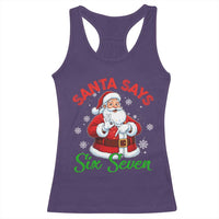 Funny Santa Says Six Seven Racerback Tank Top Christmas 67 Meme Santa Gen Alpha Slang - Wonder Print Shop