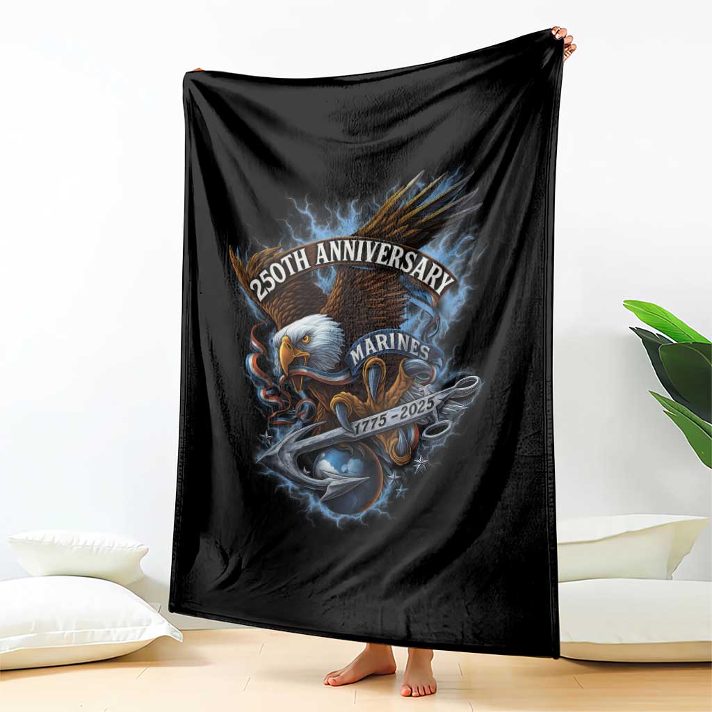 Us Marines Military 250th Anniversary Throw Blanket Bald Eagle Anchor - Wonder Print Shop